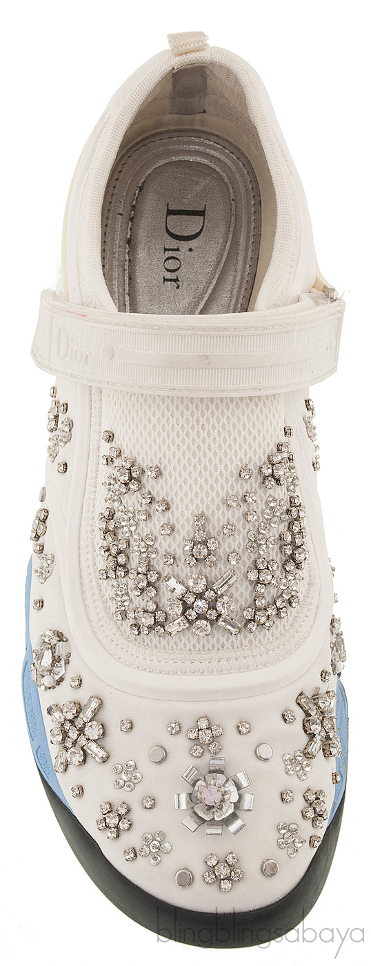 White Crystal Embellished Sneakers