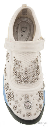 White Crystal Embellished Sneakers