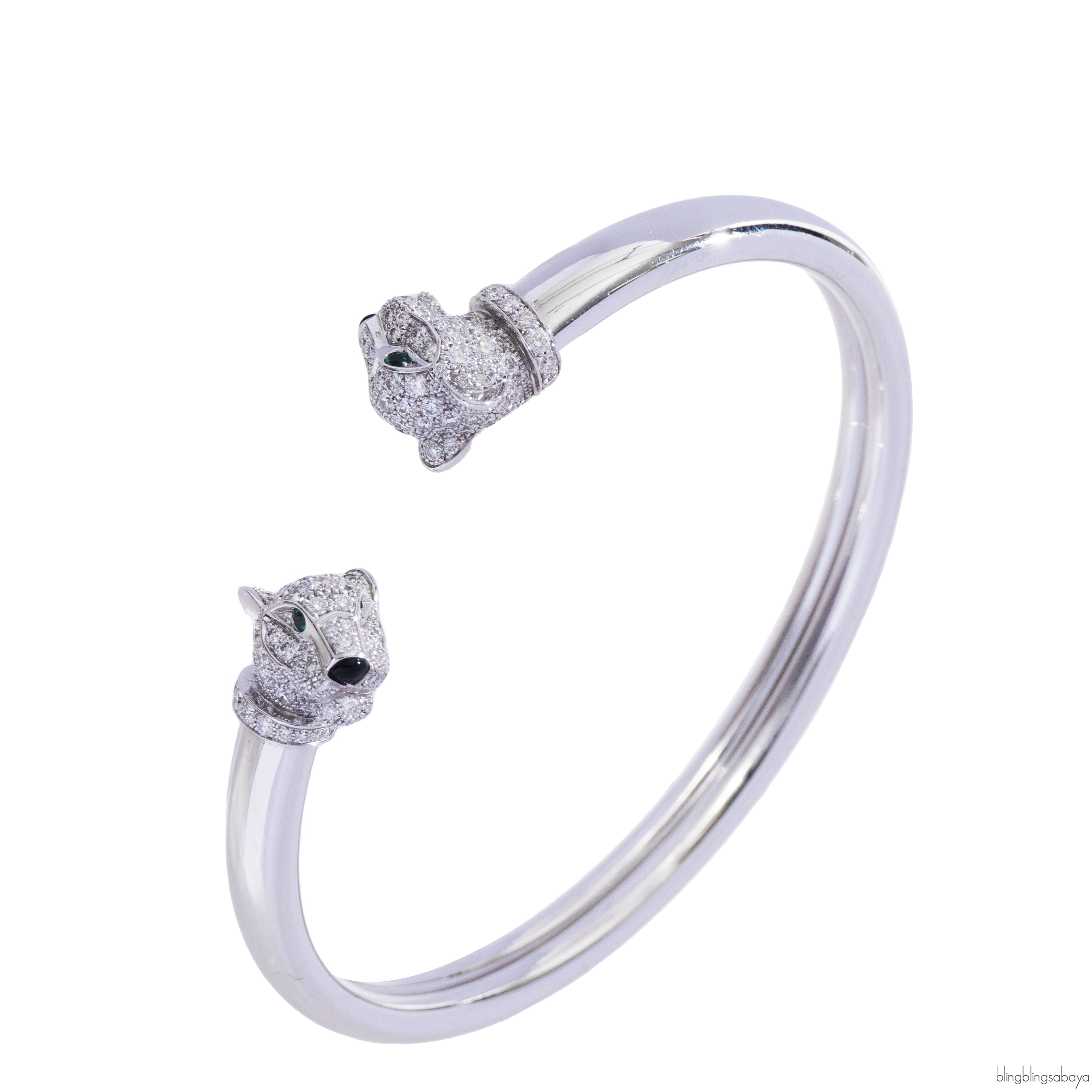 Cartier Panthere White Gold Emerald Onyx Diamond De Cartier Bracelet