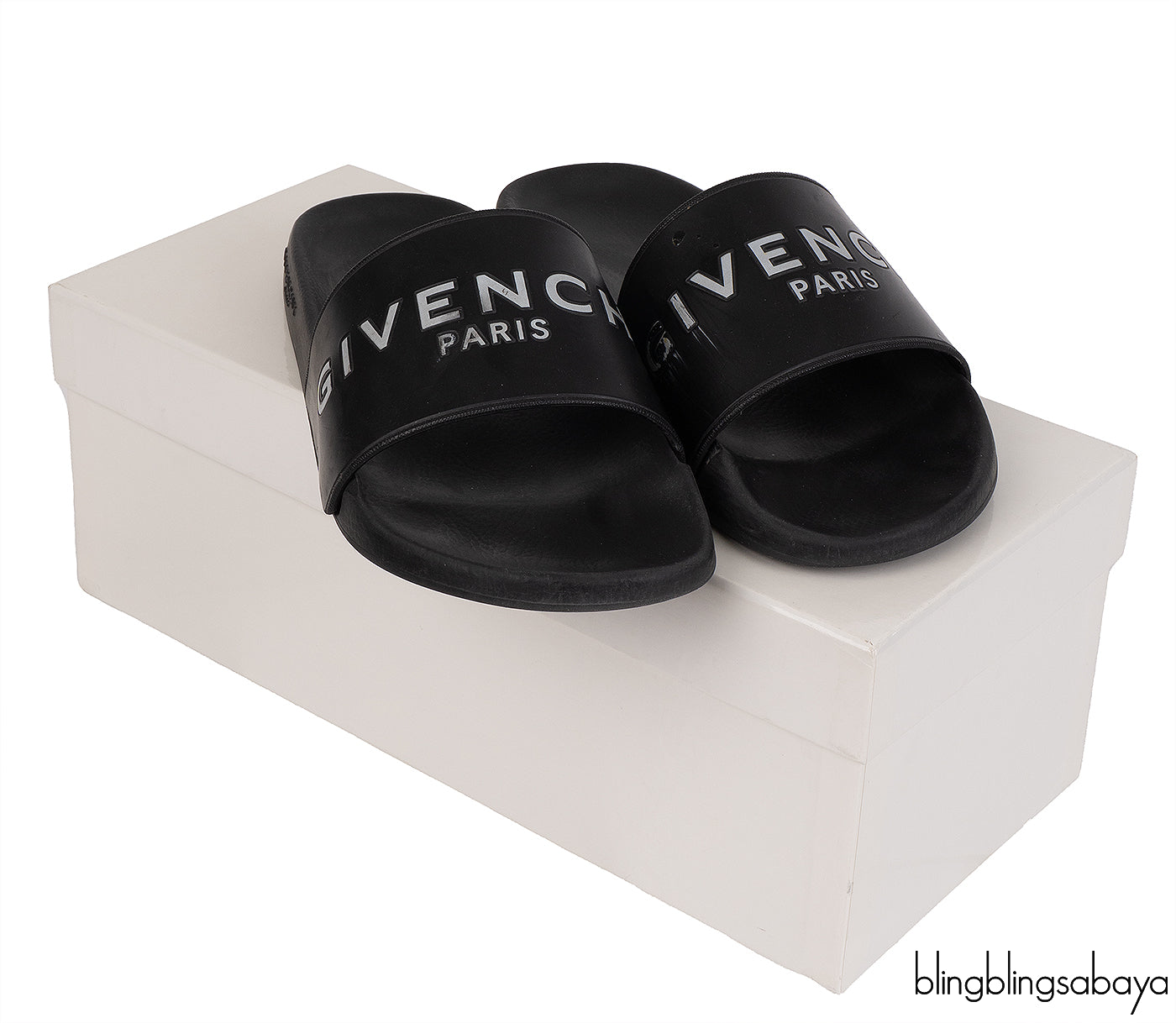 Givenchy Black Logo Print Pool Rubber Slides