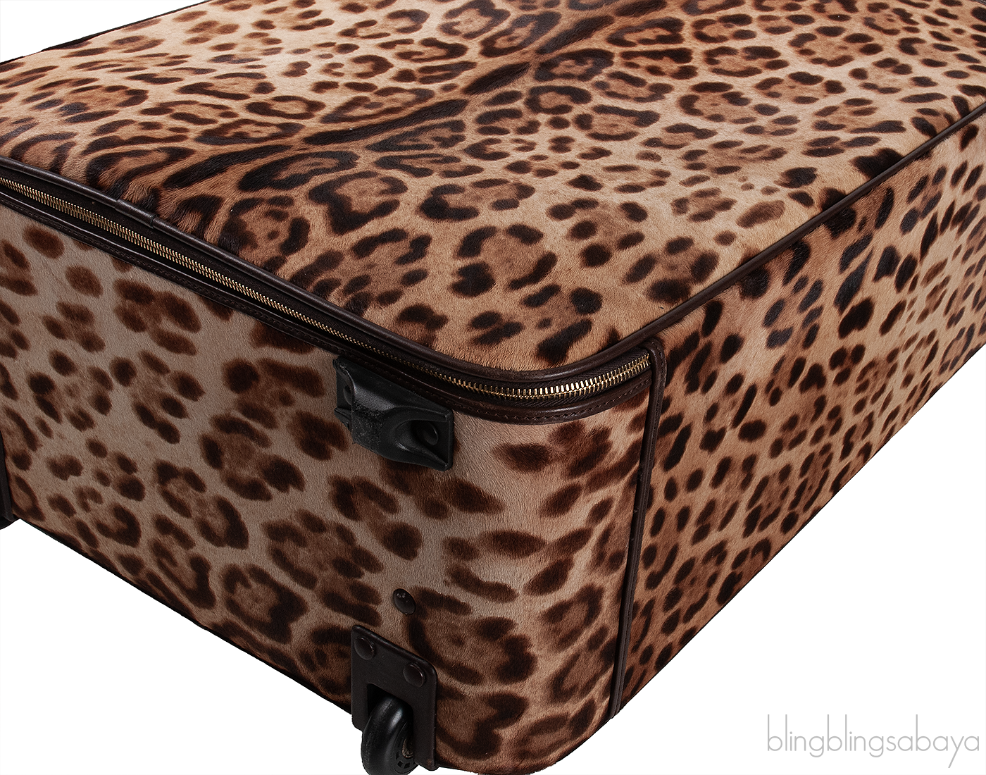 Leopard Pony Hair Large Luggage Trolley