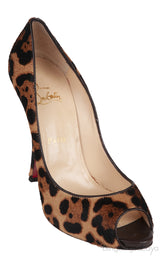 Leopard Pony Peep Toe Pump