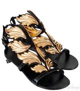 Ans Cruel Gold Metal Leaf Strappy Flat Sandals