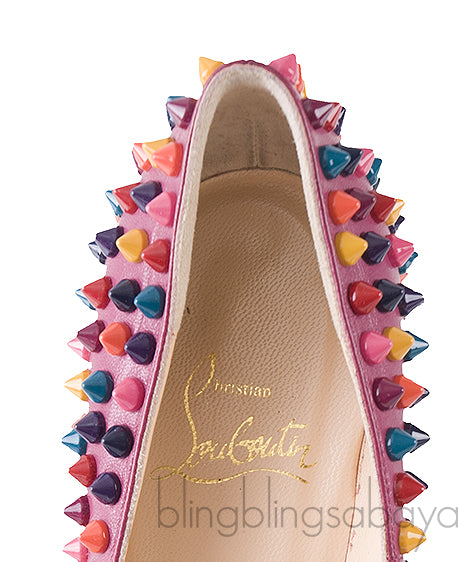 Multicolored Spike Purple Leather Pump