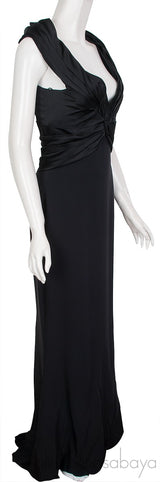 Black Gathered Top Long Dress