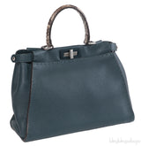 Fendi Selleria Peekaboo Dark Green Medium Python Handle Bag