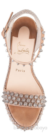 Beige Cordillera Studded Wedge Sandals