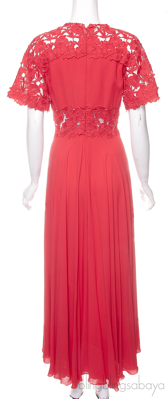 Red Floral Lace Dress