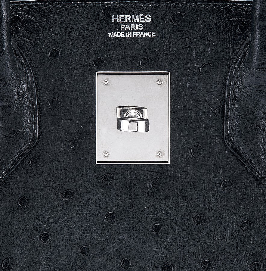 Birkin 30 Black Ostrich PHW