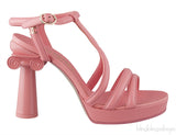 Parthenon Grecian Gladiator Column Heels Coral Pink