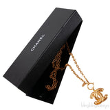 Chanel Vintage Diamond Quilted CC Gold Pendant Necklace