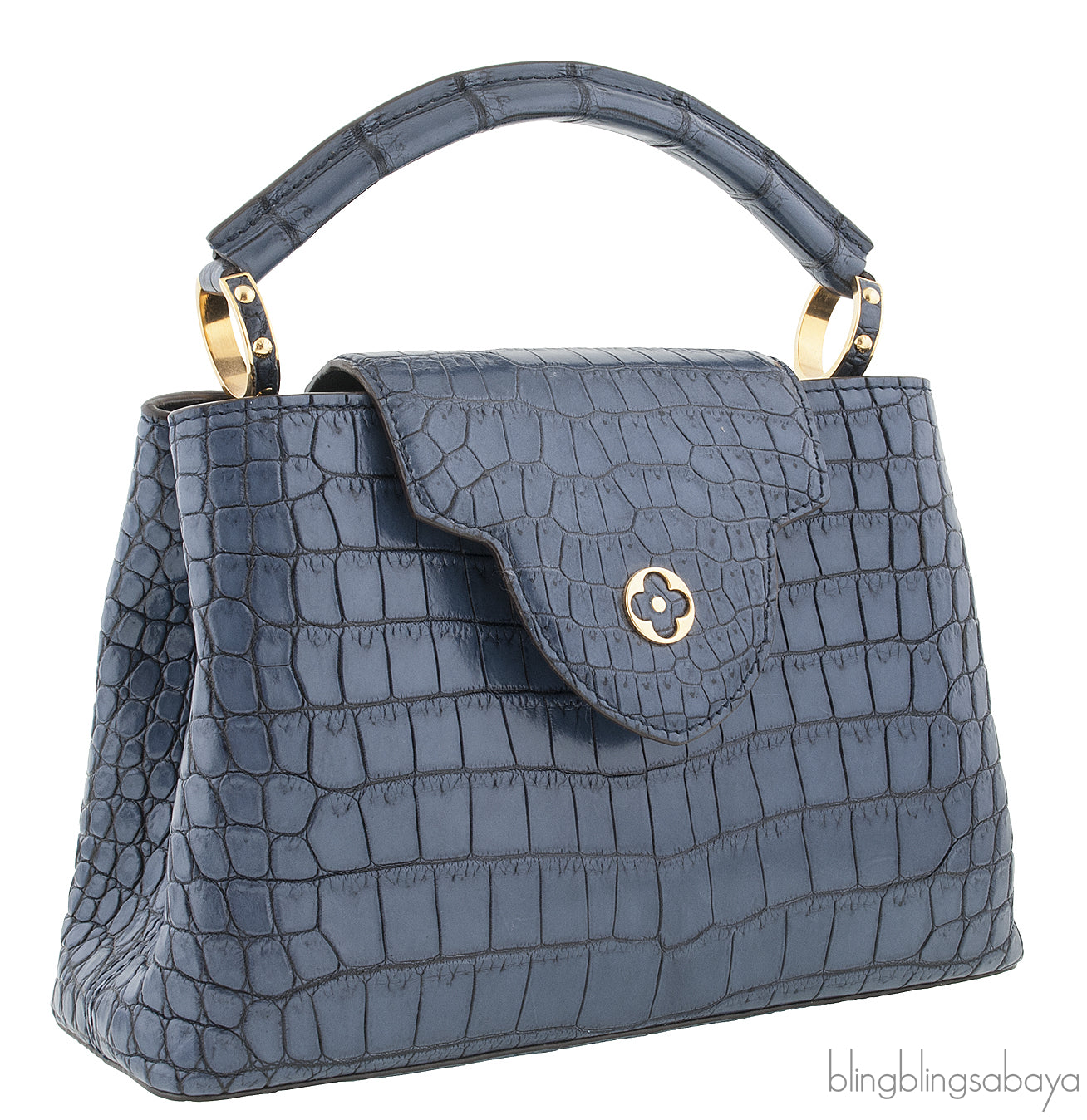 Blue Capucines Crocodile BB