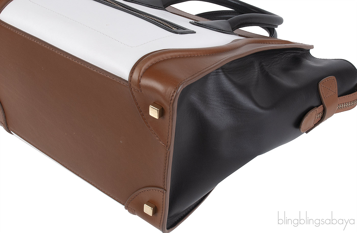 Celine Tri-color White Black & Brown Mini Luggage