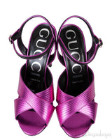 Criss-cross Metallic Magenta Slingback Sandals