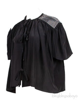 Black Shoulder Crystal Embellished Top