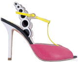 Multicolor T-strap Slingback Pump