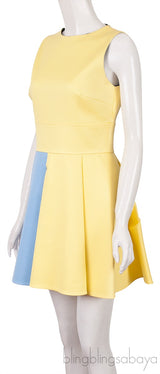 Yellow & Blue Sleeveless Mini Dress