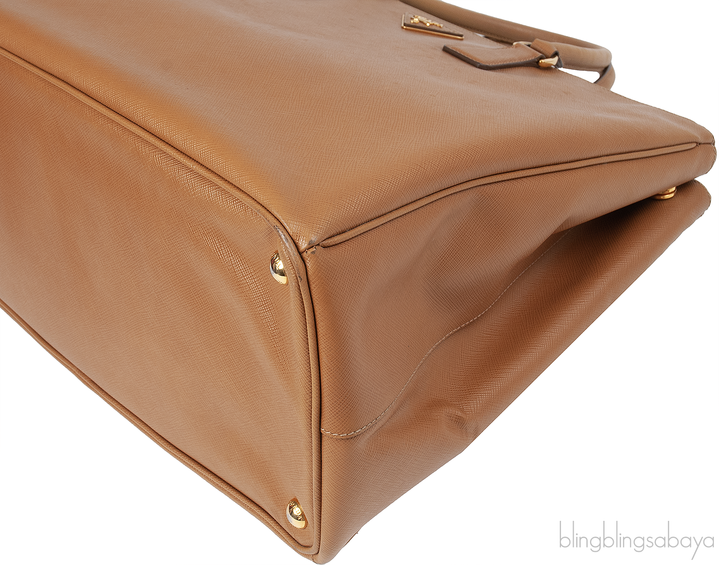 PRADA Gold Saffiano Double Zip Large Tote