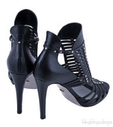 Studded Lizard-effect Leather Sandals