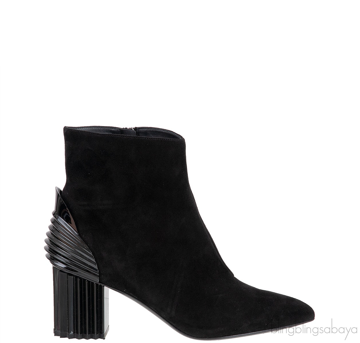 Balmain Black Pointed Toe Suede Ankle Boots