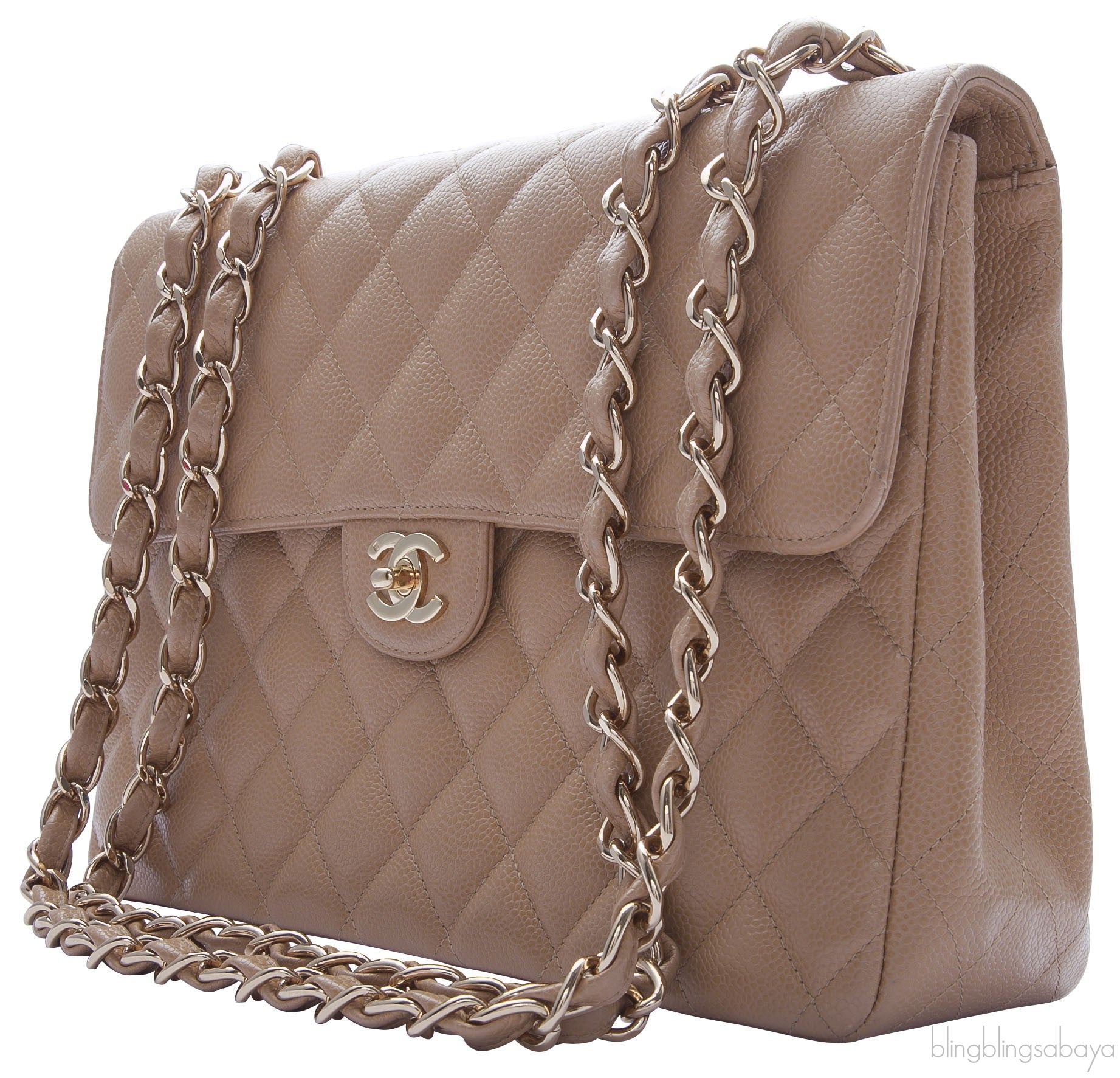 XL Jumbo Tan Caviar Leather