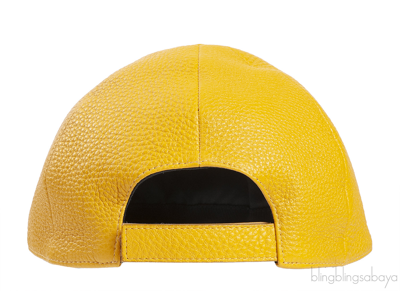 Yellow Logo Leather Baseball Cap