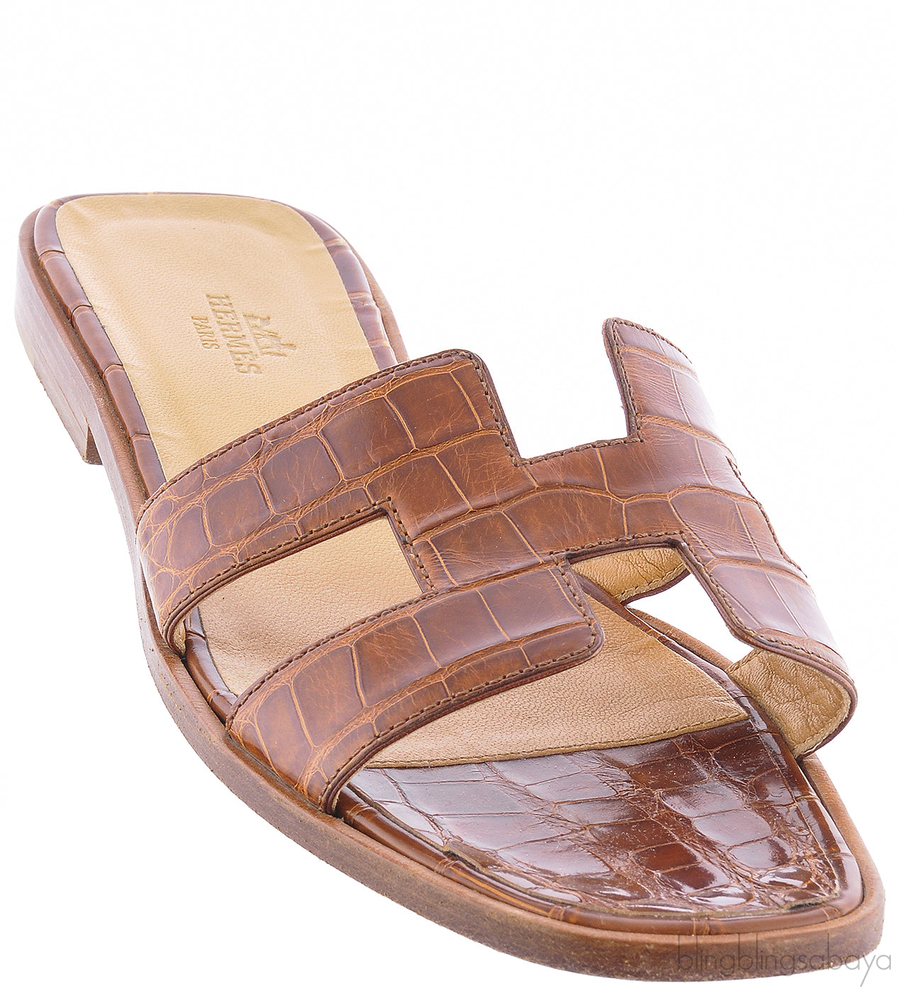 Oran Sandals Brown Crocodile