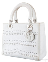 Christian Dior Lady Dior White Printed Crocodile Medium Bag