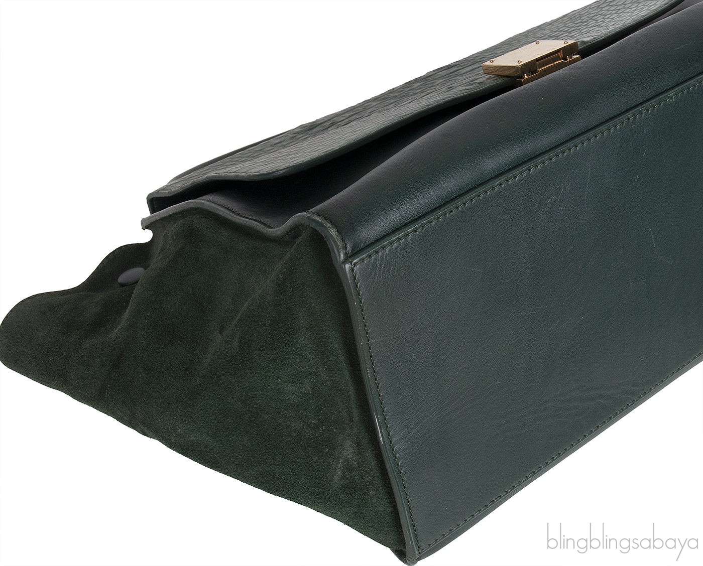 Trapeze Emerald Green Croc Embossed Shoulder Bag