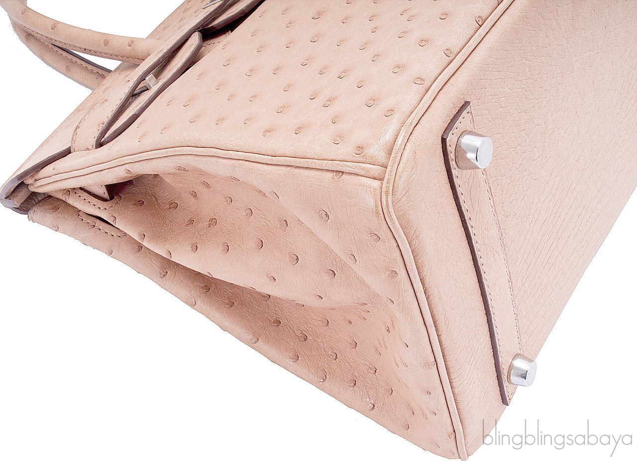 Birkin 30 Ostrich Natural Gold PHW