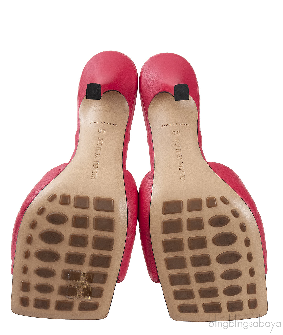 Fuchsia Pink Nappa Quilted Rubber Lido Leather Mules