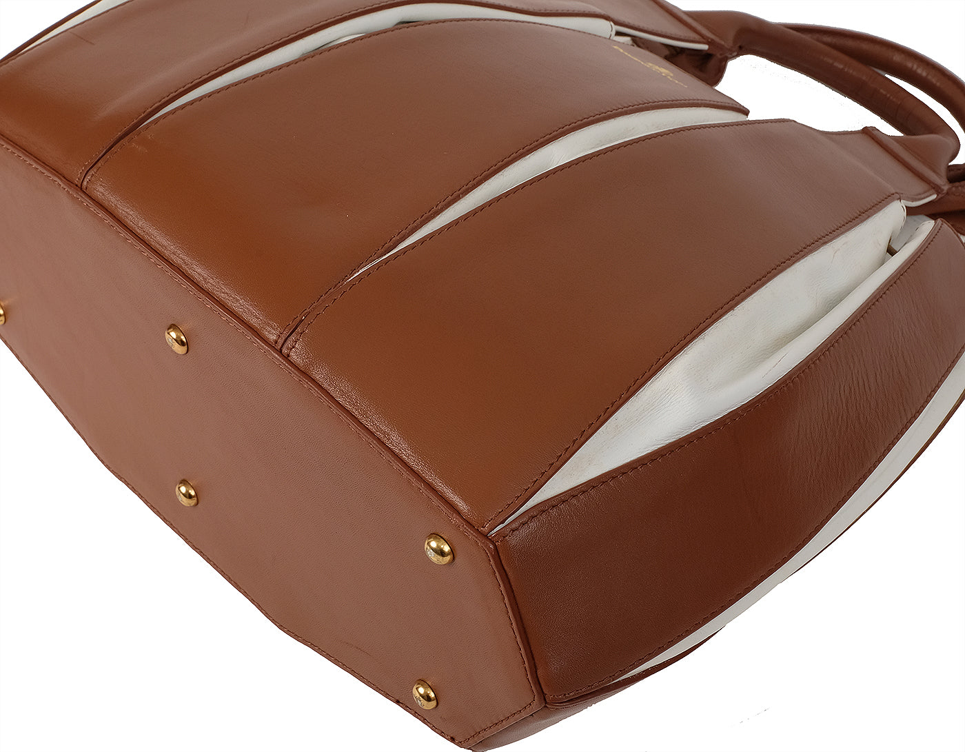 Domenico Vacca Julie Brown & White Leather Large Bag