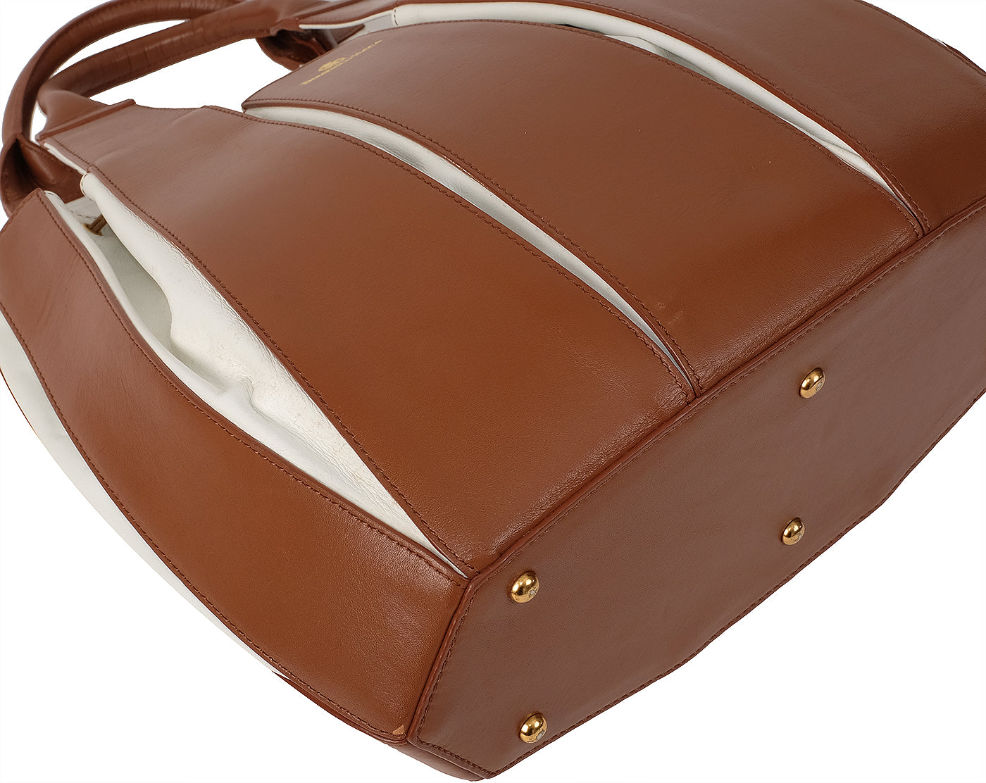 Domenico Vacca Julie Brown & White Leather Large Bag