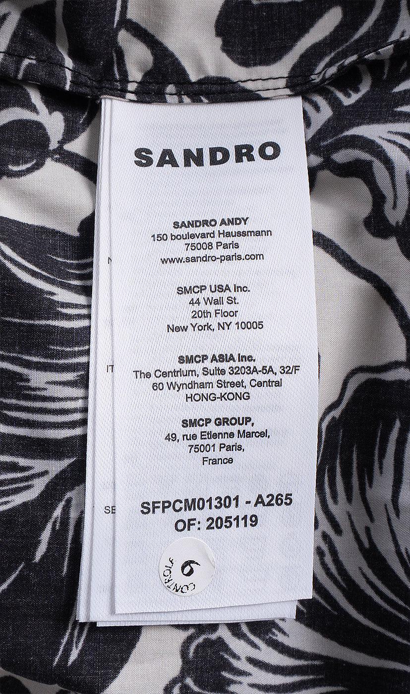 Sandro Perrine Black Floral Shirt M and Trouser L
