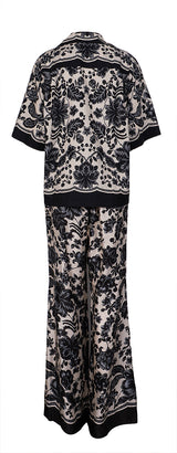 Sandro Perrine Black Floral Shirt M and Trouser L