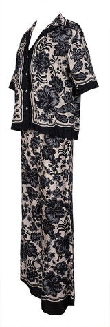 Sandro Perrine Black Floral Shirt M and Trouser L