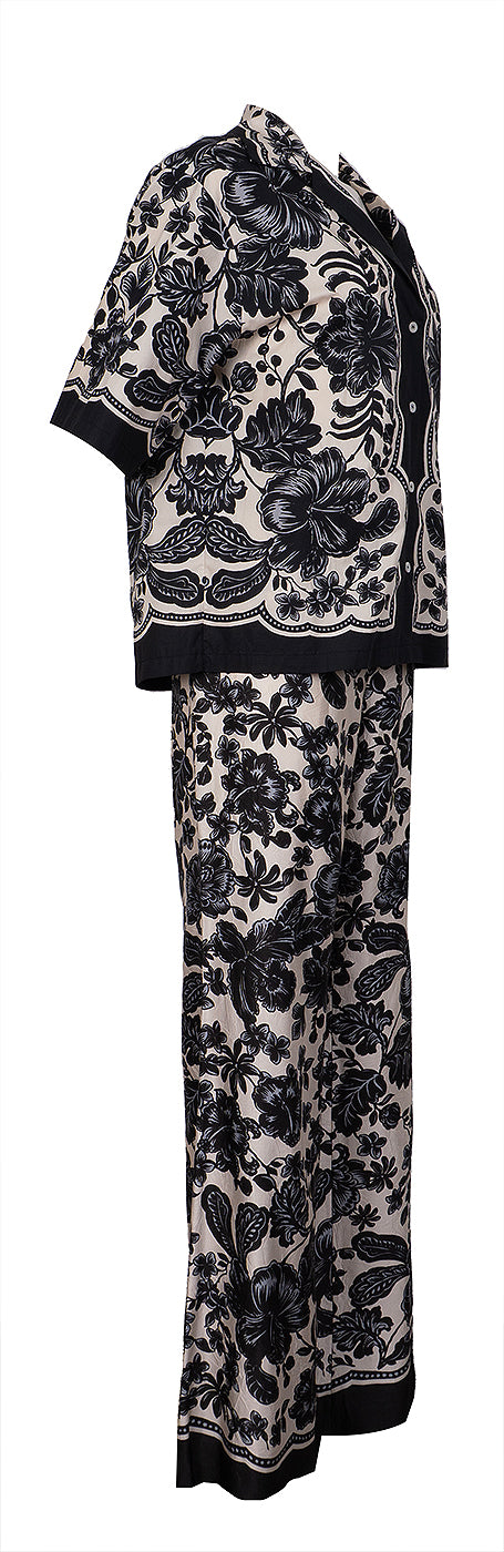Sandro Perrine Black Floral Shirt M and Trouser L