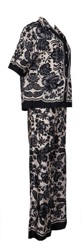 Sandro Perrine Black Floral Shirt M and Trouser L