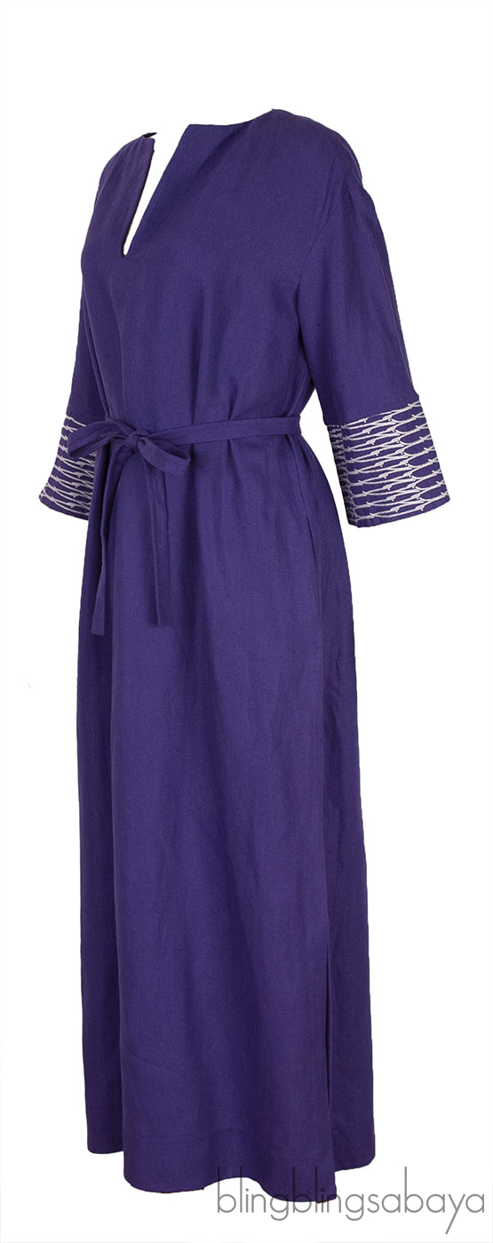 Leona Purple Linen Dress