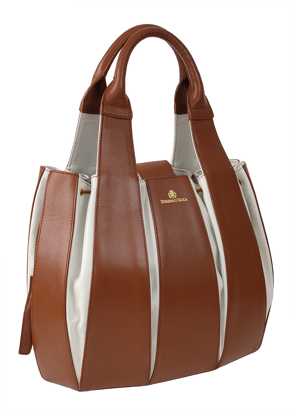 Domenico Vacca Julie Brown & White Leather Large Bag