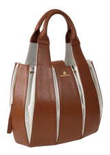 Domenico Vacca Julie Brown & White Leather Large Bag