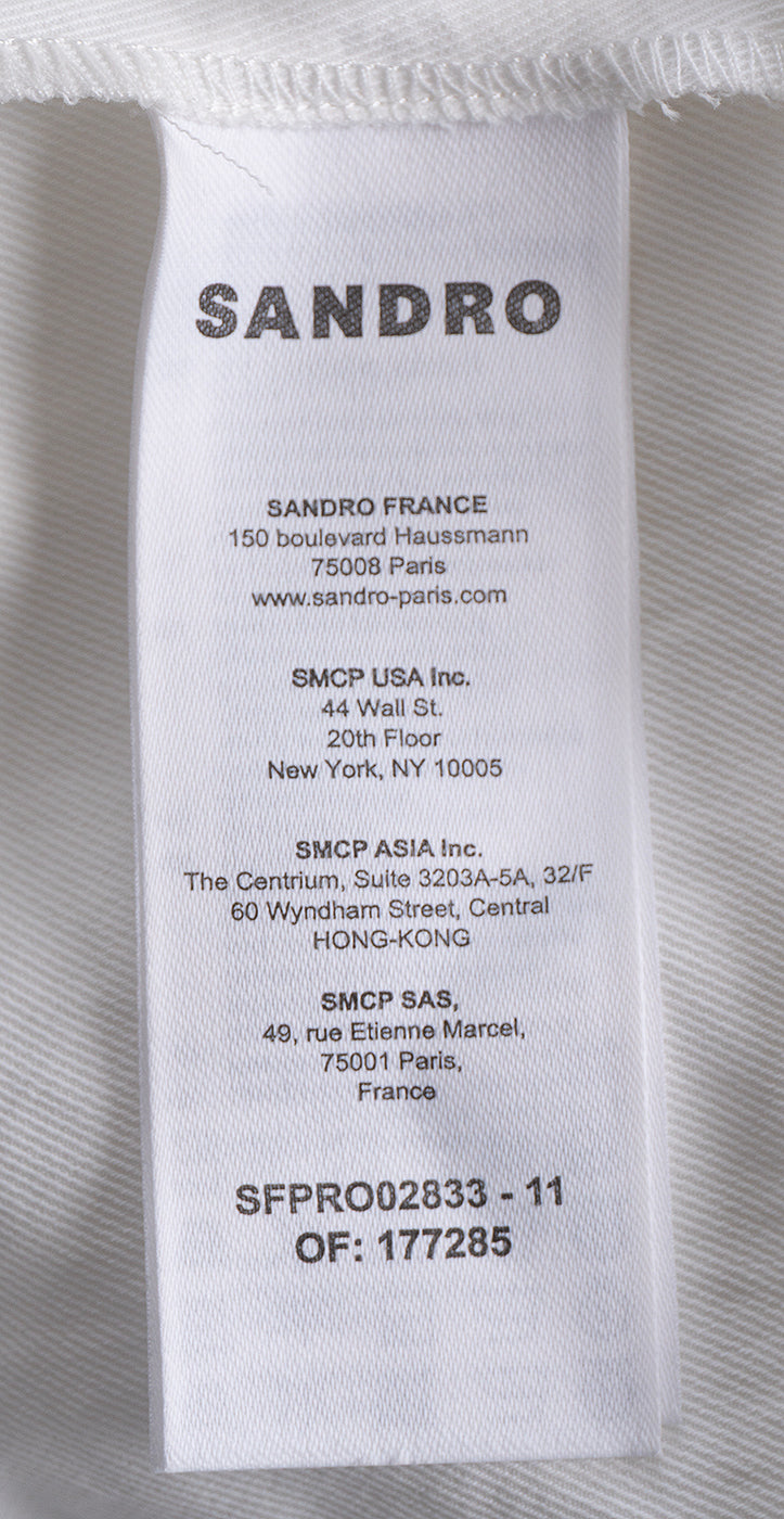 Sandro White Knotted Twill Shirt Dress M