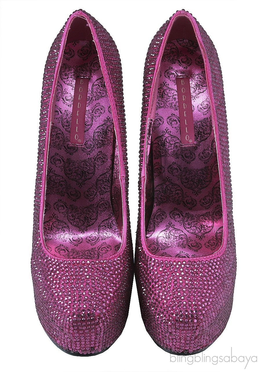 Hot Pink Rhinestone Pump