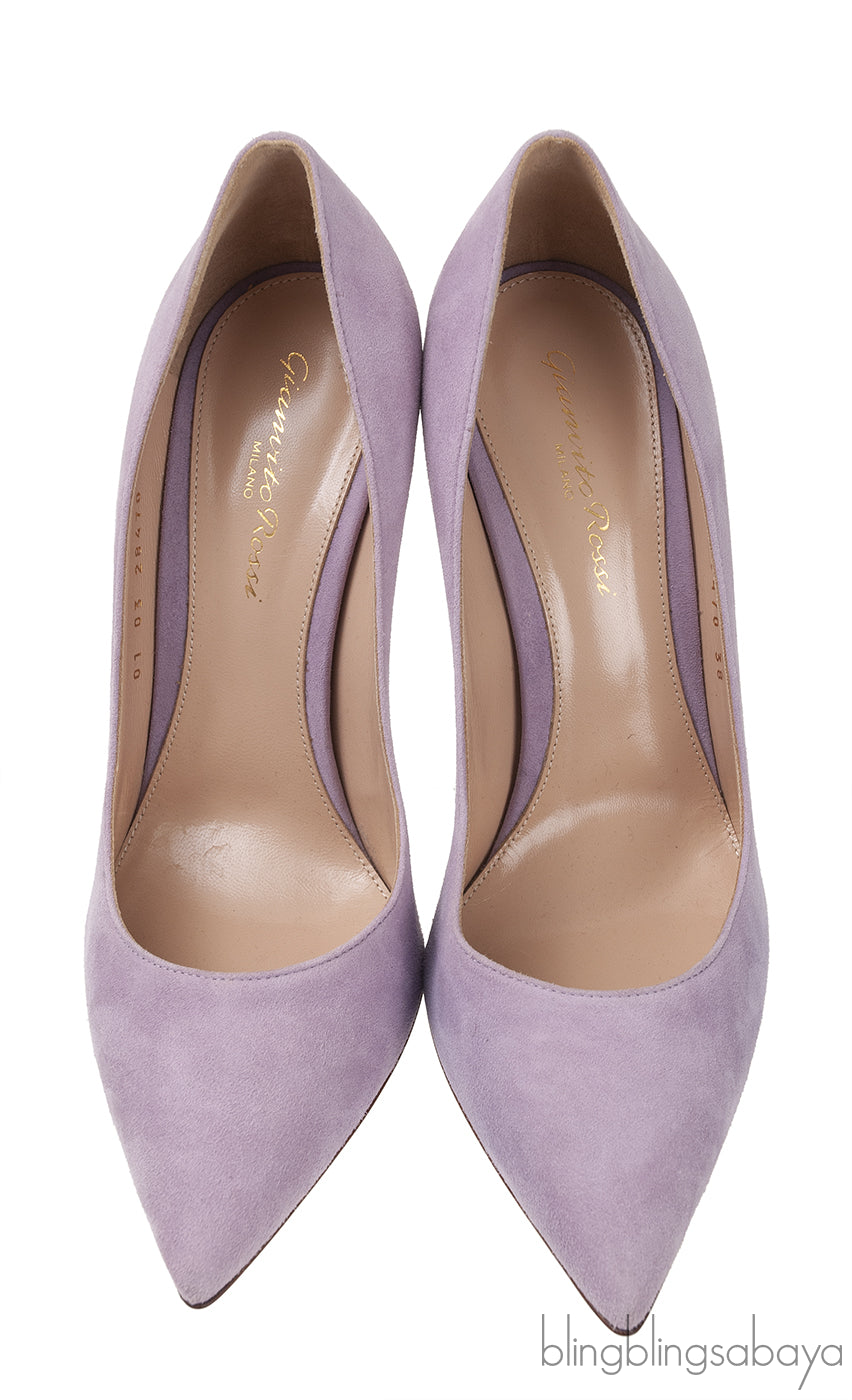 Lilac Suede Pointed Toe Heels
