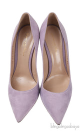 Lilac Suede Pointed Toe Heels