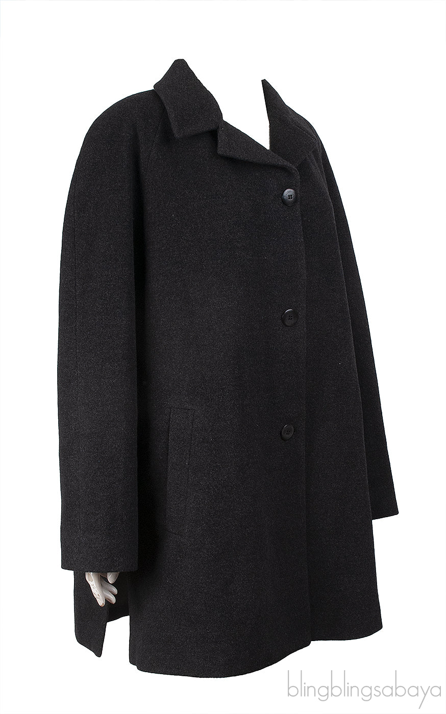 Burberry Charcoal Grey Wool Vintage Coat