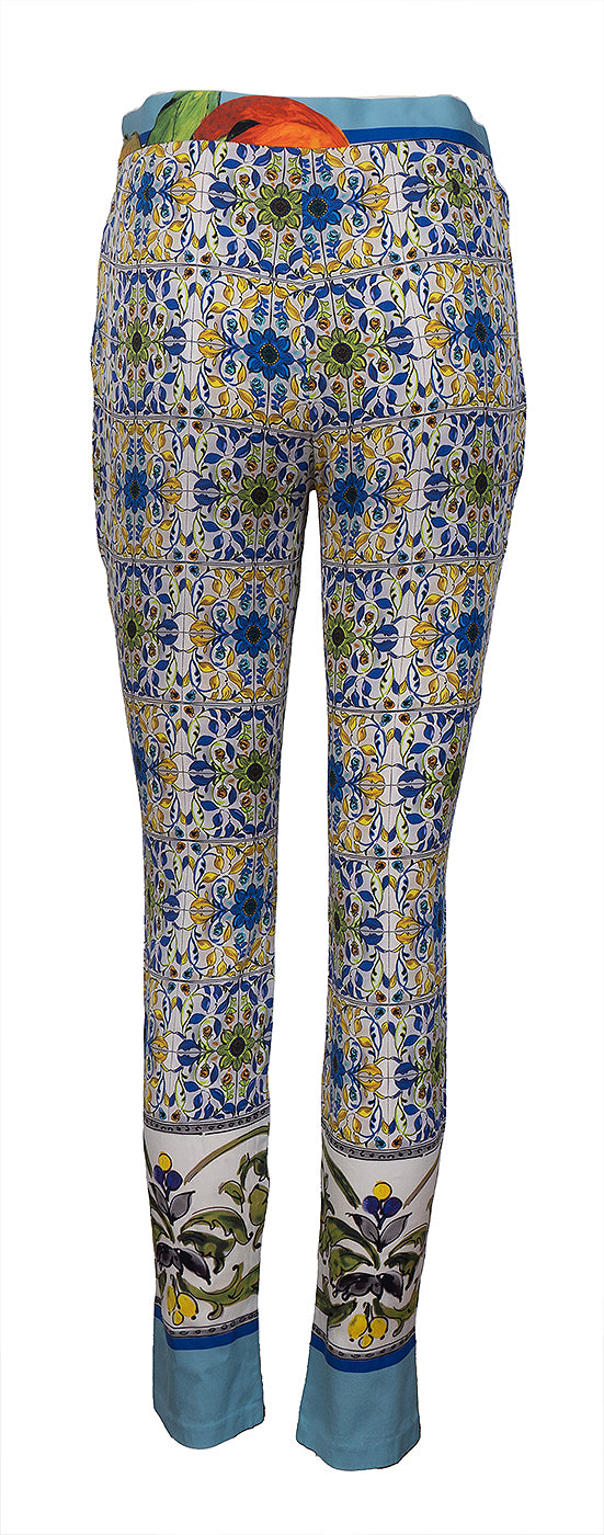 Dolce & Gabbana Majolica Multicolor Silk Trouser
