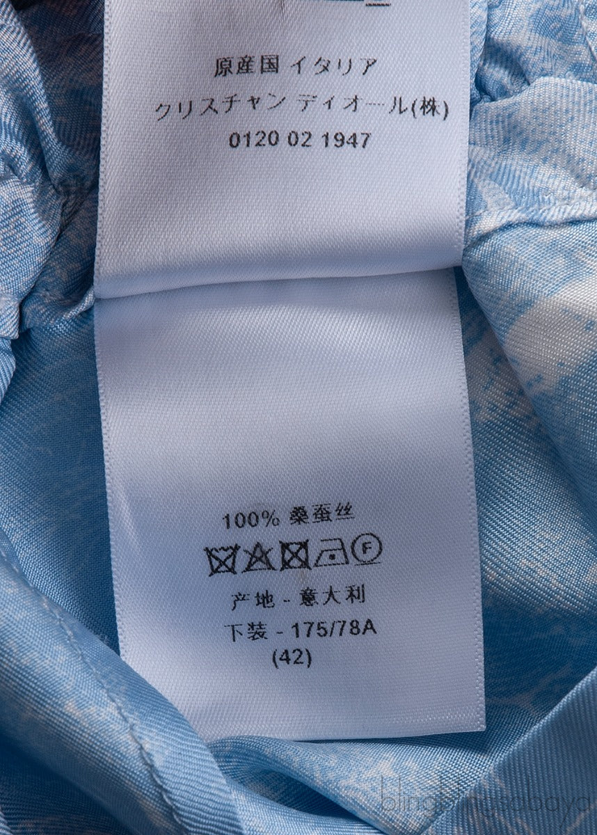 Dior Light Blue Toile De Jouy Motif Silk Trouser