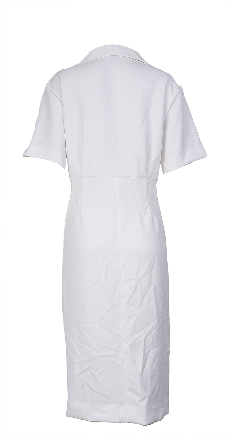 Sandro White Knotted Twill Shirt Dress M