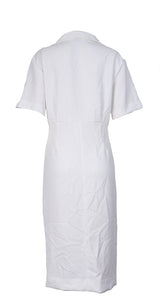 Sandro White Knotted Twill Shirt Dress M